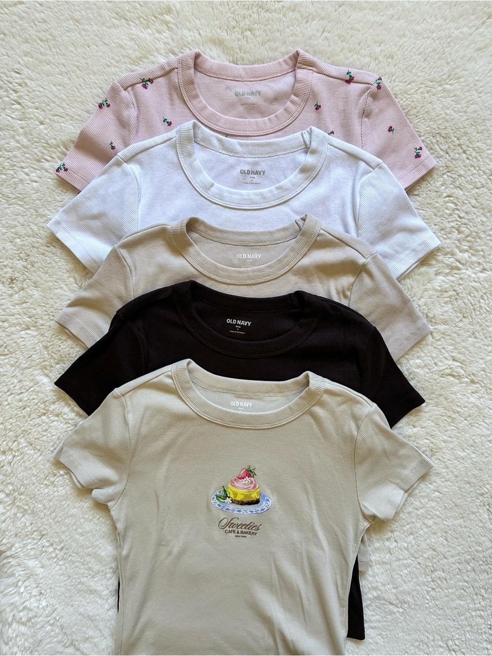 Old Navy Snug Ribbed T-Shirt 5PACK Set - Small